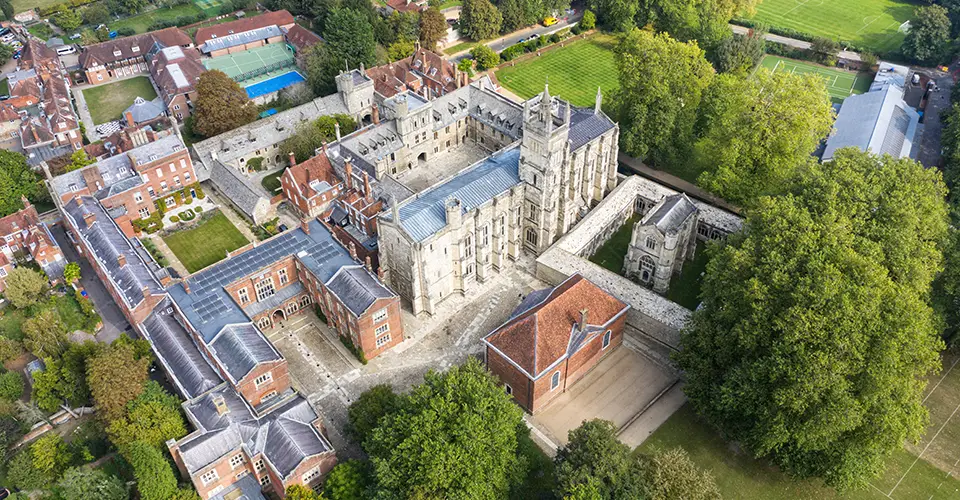 Aerial view of Winchester College